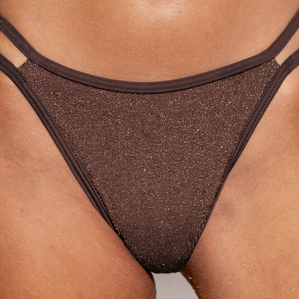 BERLOOK Dark Coffee Cutout Bikini Bottom, Large